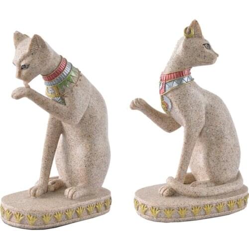 Sandstone Bastet Statue Egyptian Cat God Figurine Cat Ancient Egypt Natural Sandstone Craft Sculpture Home Desk Decor