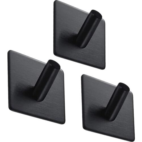 SUS304 Black Robe Wall Mounted Towel Hook Bathroom Stainless Steel Coat Rack Rustproof Hook Hanger for Kitchen Hardware 4 pack