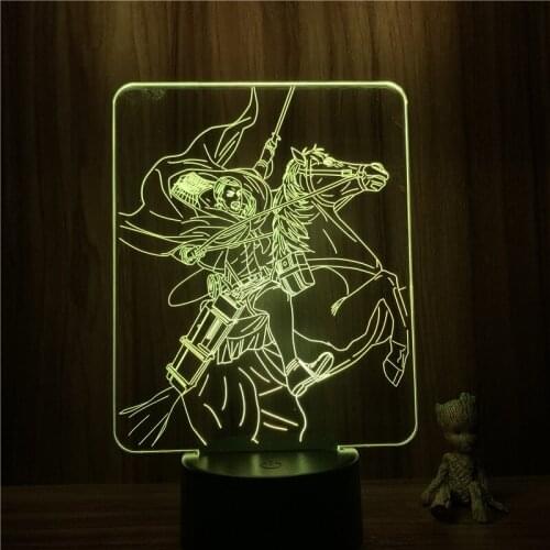 Attack on Titan Erwin Smith Horse Riding LED NightLight 7 Colors Touch Table Decor Night Light Gift Model 3D Lamp Action Figure