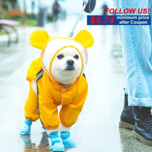 XS-7XL Pet Dog Reflective Raincoat Hooded Dog Jumpsuits Rain Coat Waterproof Jacket for Puppy Soft Breathable Mesh Dog Clothes
