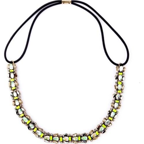 Gorgeous Bijoux Ladies Statement Accessory Elastic Rope Fresh Yellow Teardrop Crystal Hairwear Jewelry