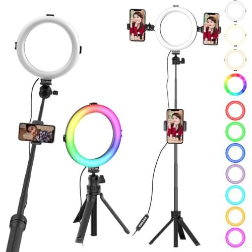 VIJIM K9 RGB LED Ring Light Tripod Selfie Ring Light 8 inch 35.5in Extendable Tripod Stand Video Light For Youtube Live Tik Tok