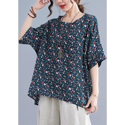 Print Floral Prairie Chic Travel Casual T Shirts 2021 New Arrival Short Sleeve Loose Summer T Shirt Women Tops Cotton T-Shirt