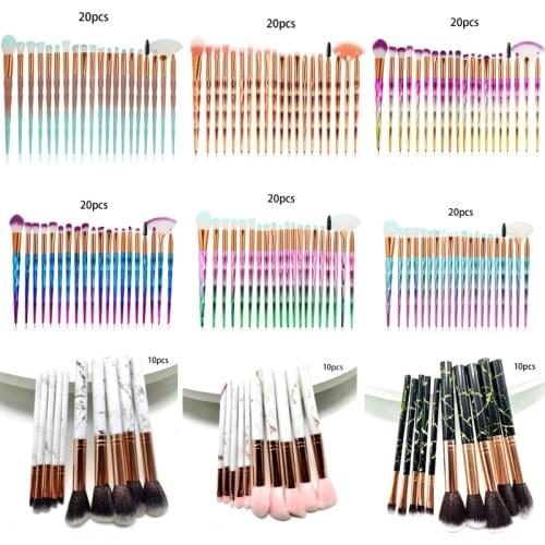 10/15/20 Pcs Diamond Makeup Brush Set Eyeshadow Blending Foundation Powder Eyebrow Blush Head Brush Beauty Make Up Kit Tool