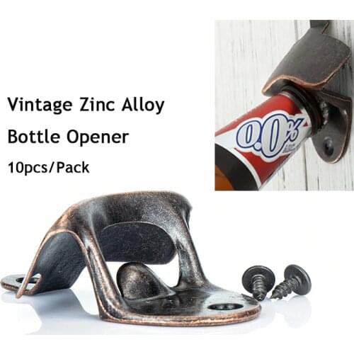 10 Pack Bottle Opener Wall Mounted Rustic Beer Opener Set Vintage Look With Mounting Screws For Kitchen Cafe Bars