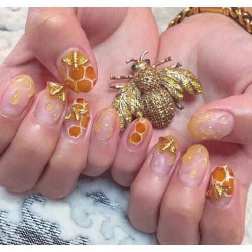 100pcs Nail Art Accessories Little Bee Metallic Golden Silver Nail Diamonds Nail Art Accessories
