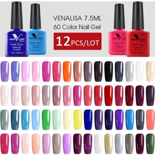 12pcs*7.5ml VENALISA Gel Varnish Fast Shipment Original Nail Art Manicure 60 Colours Soak Off Gel Lacquer LED UV Gel Nail Polish