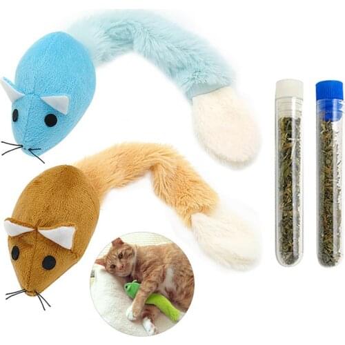 2PCS Cat Chew Toys Fashion Cute Cat Mouse Toys Cat Chew Toys Kitten Catnip Toys