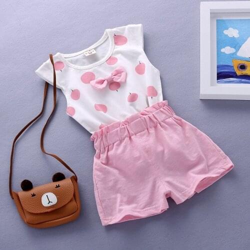 2018 Summer Girls 2Pcs Set Toddler Clothes Baby Girls Cute Top+Shorts Sport Suits Baby Girls Summer Clothing Set