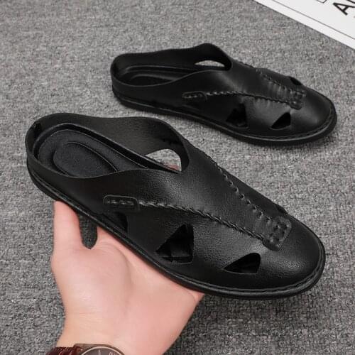 2021 Summer Beach Sandals Hollow Slippers Men Flip Flops Light Sandalias Big Size Breathable Sandals