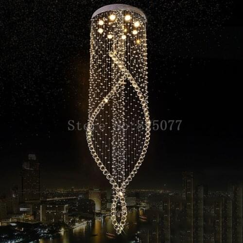 DHL Dia800*H3000mm super hotel K9 crystal chandeliers Led light villa spiral staircase crystal chandeliers JF1294