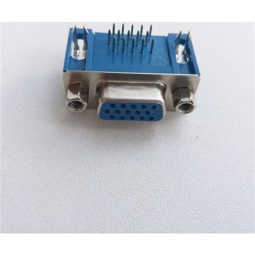 25pcs Long section of blue plastic HDR15 female DB15 three rows of three rows of 15-pin VGA socket looper 90 degrees flapper