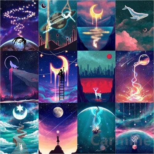 DIY 5D Cartoon Moon Diamond Painting Cross Stitch Embroidery Rhinestones Picture Full Round&Square Drill Home Decoration Gift