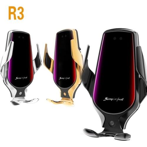 R1 R2 R3 R9 Automatic Clamping 10W Car Wireless Charger For iPhone Huawei Infrared Induction Wireless Charger Car Phone Holder