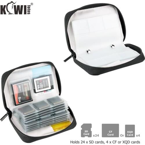 28 Slots Memory Card Case Holder Storage Pouch Bag for 24 SD SDHC SDXC 4 CF XQD Cards for Sony Canon Nikon Fuji DSLR SLR Camera