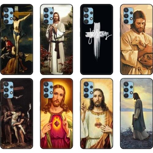Black tpu Case For Samsung galaxy A12 A22 A32 A42 A52 A72 4g 5g S21 PLUS ultra back cover Christ Jesus cross