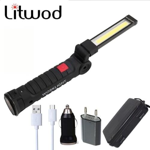 COB LED Torch Working Lamp Flashlight USB Rechargeable 3 Mode Flash Light with Magnet Portable Camping Emergency night Lantern