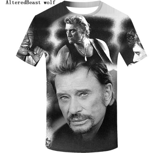 Johnny Hallyday French Elvis Presley 3d T Shirt Short Sleeve Clothesfunny New Rock O-neck tees Shirt homme For Boys