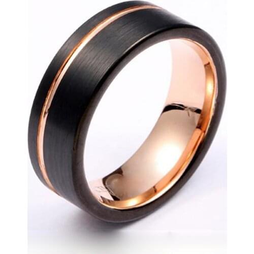 Classic man tungsten carbide Ring Marriage LOVE Alliances Couple wedding Rings for men and women Black rose gold color 8mm