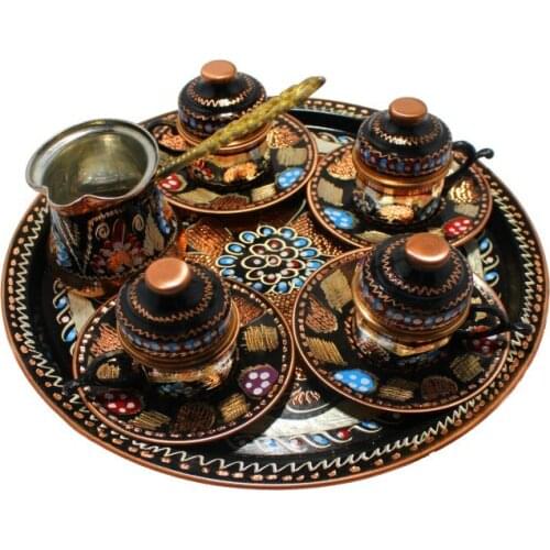 Handmade Turkish Copper Coffee Set