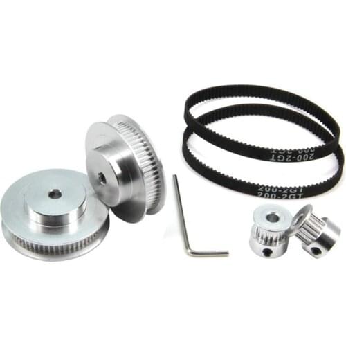 2-Piece GT2 Synchronous Wheel 20&60 Teeth 5mm Hole Aluminum Timing Pulley 2Pcs Length 200mm Width 6mm Belt (20-60T-5B-6)