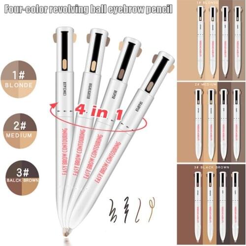 4 in 1 Easy to Wear Eyebrow Contour Pen Defining Highlighting Brow Pen Waterproof Sweatproof MH88