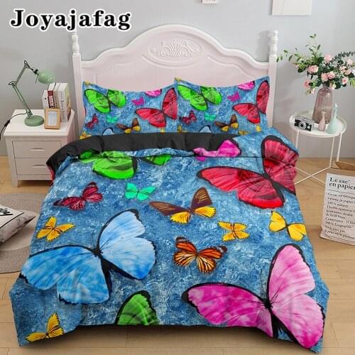 Colorful Psychedelic Butterfly Bedding Sets Single Double King Queen Size Quilt Cover With Pillowcase Duvet Covers Bedclothes