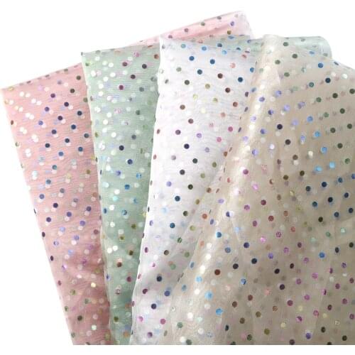 50x140cm Lace Mesh Foil Clover Dot Glitter Star Sequins Gauze Tulle Fabric Sewing Supplies Dress DIY Needlework Garment Curtains