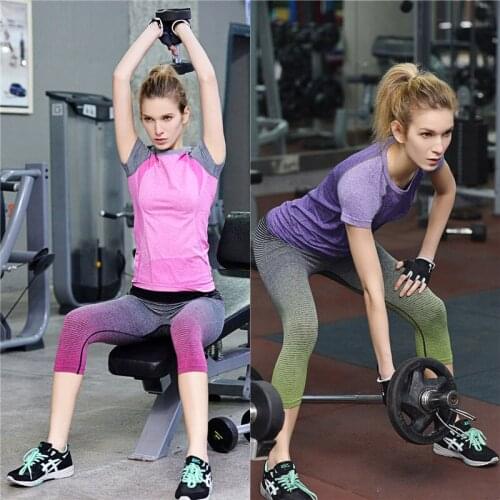 4 style Quick Dry Gym Running Striped Leggings Calf-Length Pants cropped leggings Women Sports Pants Workout Trousers