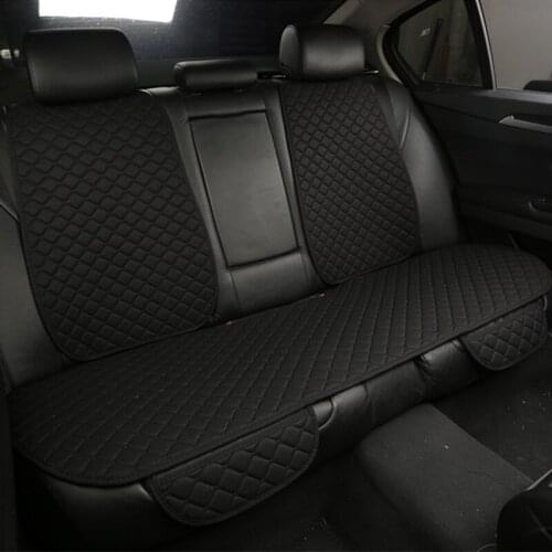 Flax Rear Car Rear Seat Back Cushion Pad Mat Seat Cover Protector with Backrest Breathable Black
