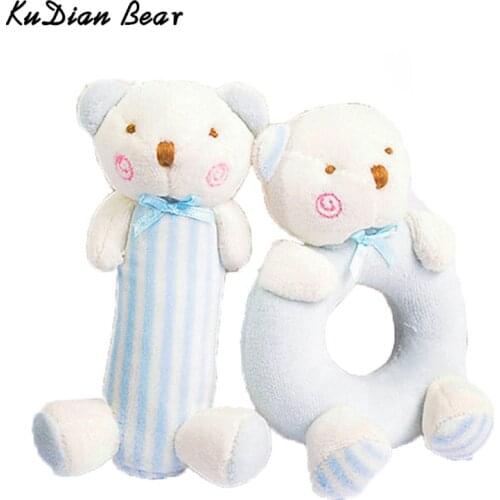KUDIAN BEAR 2pcs/set Cartoon Animal Baby Toy Rattles For Baby Infant Toddler Stuffed Toys Newborn Comforter Toys BC009 RP49