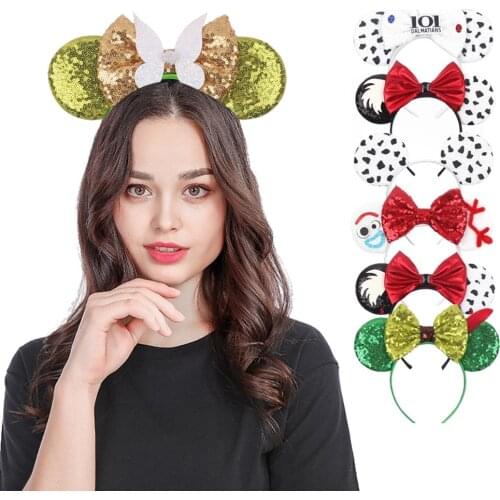 Latest Cute Mouse Ears Headbands Candy Colored Sequined Bow Headband Holiday Party Girls Hair Band 2021 Hair Accessories