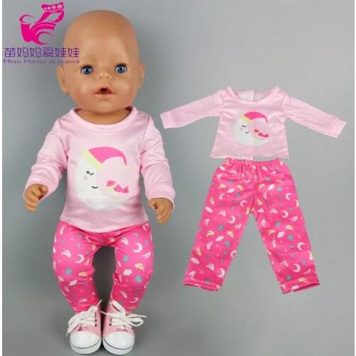 Doll pink pajama set 18 inch girl doll Xmas sleeping wears, 43cm baby doll clothes pants set