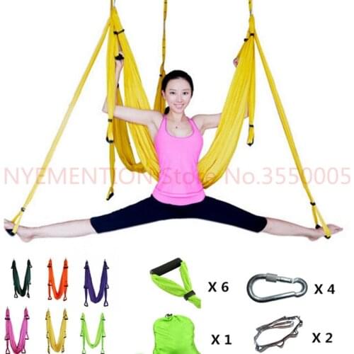 Aerial Yoga Swing - Ultra Strong Antigravity Yoga Hammock/Trapeze/Sling for Air Yoga Inversion Exercises - 2 Extensions 1pcs