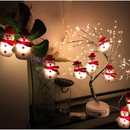 Christmas Snowman LED String Fairy Lights Pendant Xmas Tree Decorations Lantern Ornaments for Home Party Holiday Lighting Decor