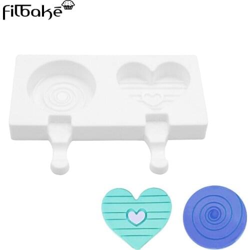 FILBAKE Silicone Mould 2 Hole Love Circle Ice Cream Mould Suitable for Family DIY and Cake Decorating Tools Baking Accessories