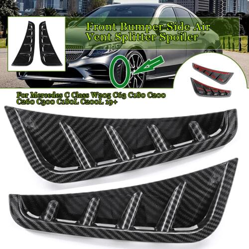 1Pair Canard Spoiler Splitter Front bumper side trim cover For Mercedes C Class W205 C63 C180 C200 C260 C300 C180L C200L 2019