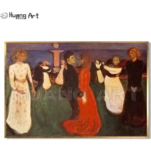 High Quality Edvard Munc Impression Figure Oil Painting on Canvas Hand-painted Dancing Party Painting for Room Wall Decor Art
