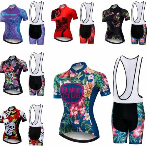 WEIMOSTAR Women Cycling Jersey MTB Moutain Ropa ciclismo Cycling Clothing downhill jersey Cycling Set Blue Jersey Flowers