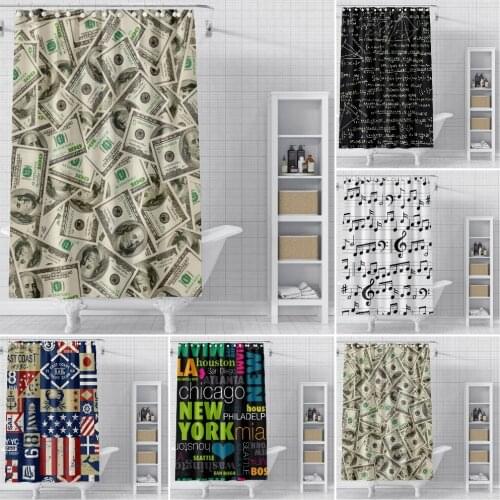 Money Shower Curtains Funny Bathroom Curtain Ployester Fabric Shower Curtain with Hooks Waterproof Bath Curtain