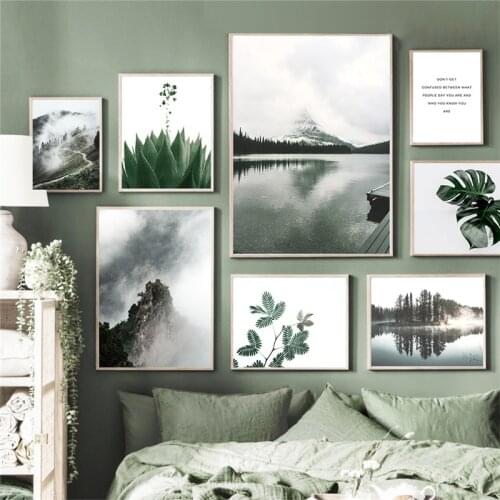 Green Plant Leaf Nature Scenery Picture Canvas Painting Fresh Landscape Wall Art Poster and Print Modern Home Living Room Decor