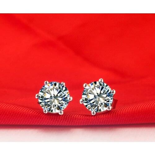 0.5 Carat/ Piece Round Cut Test as Real Moissanite Engagement Earrings Stud 14K White Gold Wedding Anniversary Gift For Wife