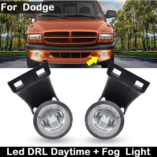 2Pcs For Dodge RAM 1500 2500 3500 1994-2001 Car Front High Brightness LED DRL Daytime Running Light And Driving Fog Lamp