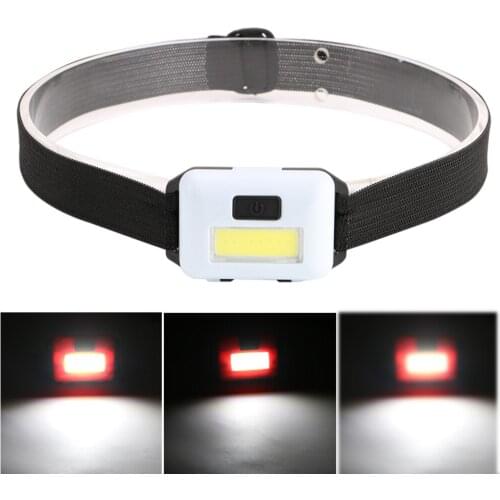 2021 Headlamp Portable Mini COB LED Headlight 3AAA Flashlight IPX4 Waterproof Adjustable Headband 4 Colors
