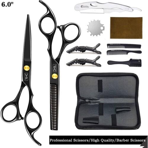 440C Barber Scissors 6.0" Japanese Steel Hair Cutting Scissors Professional Hair Scissors Barber shop thinning scissors