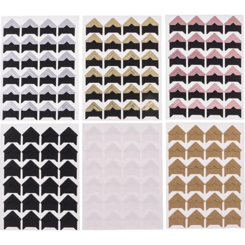 6 Sheets Kraft paper Photo Corners Sticker Retro Style Self Adhesive Stickers