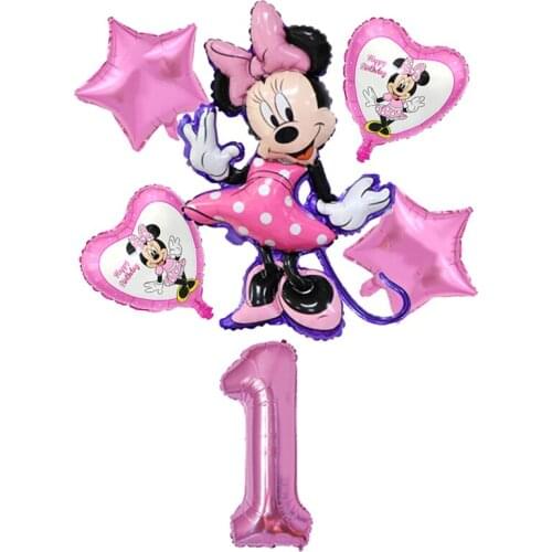 6pcs Mickey Minnie Mouse Foil Balloons Children Birthday Party Decorations Baby Shower 32inch Number Balloon Kid Toys Globos