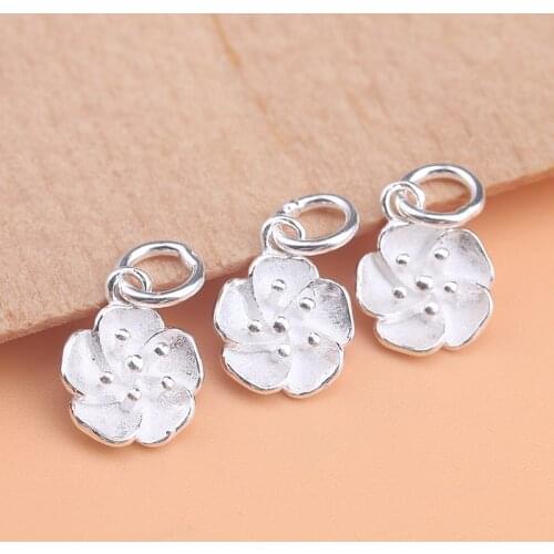 S925 sterling silver diy material jewelry accessories, small flower suyin pendant, make necklace accessories