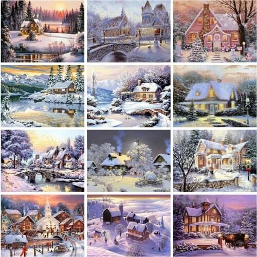 Diamond Painting Winter Cross Stitch Kits Landscape Diamond Embroidery Snow Mosaic Full Layout Home Decor Painting