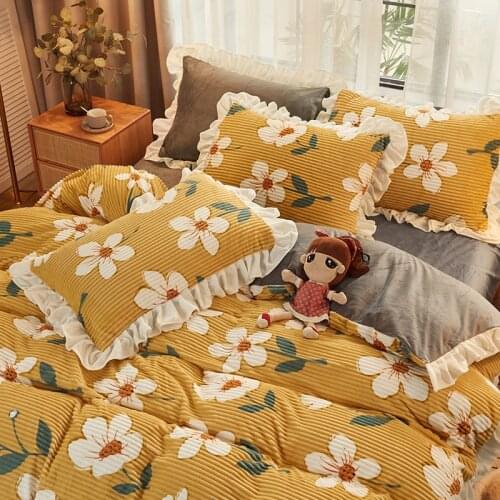 Printing Velvet Duvet Cover for Household Winter Warmth Thick Bedding Set Bedroom Set Twin Queen King Duvet Cover 1PCS